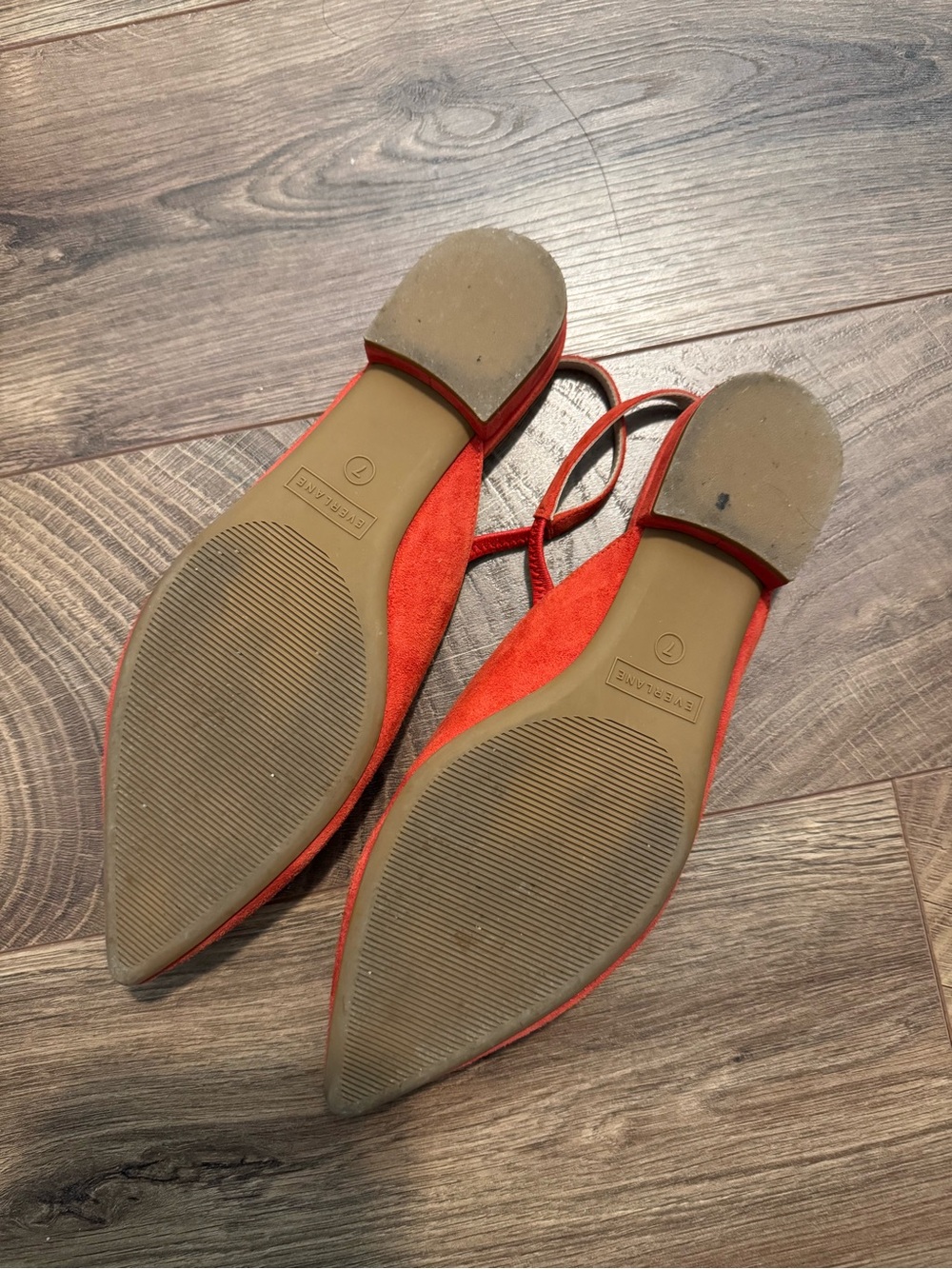 Everlane Red Pointed Slingback Flats - Picture 6 of 6